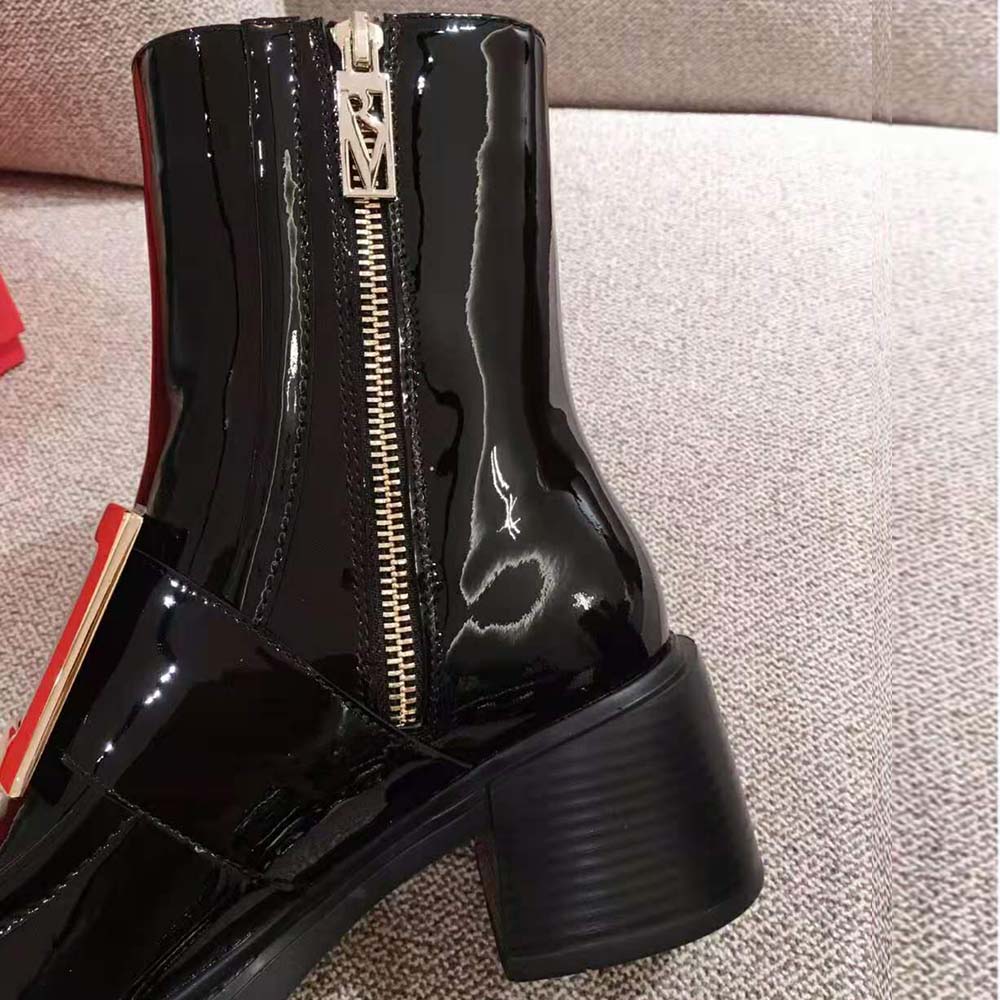 Roger Vivier Women Viv’ Rangers Metal Buckle Ankle Boots in Patent Leather in 6cm Heel - image 6