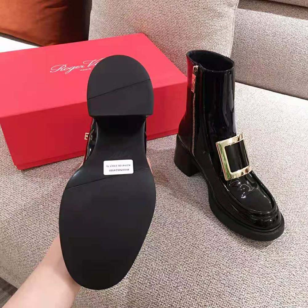 Roger Vivier Women Viv’ Rangers Metal Buckle Ankle Boots in Patent Leather in 6cm Heel - image 9