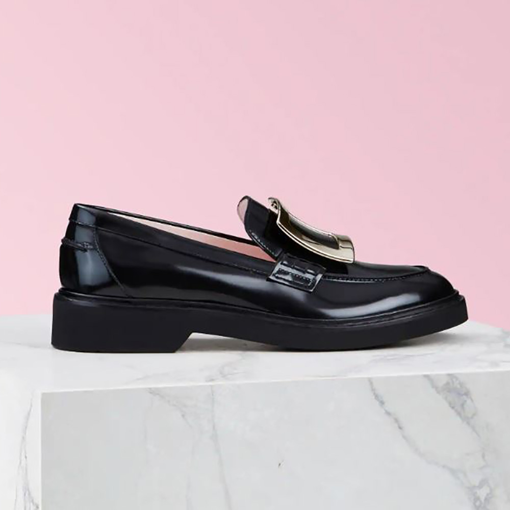 Roger Vivier Women Viv’ Rangers Metal Buckle Loafers-Black
