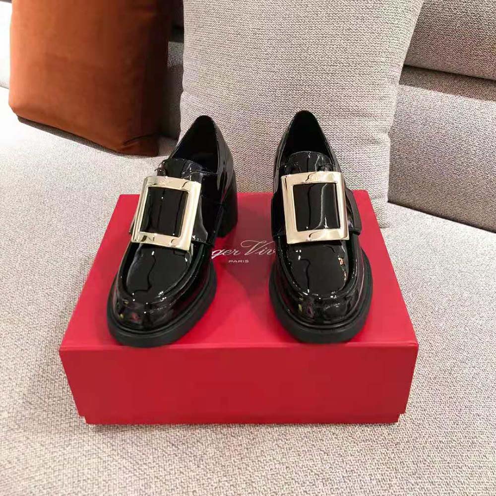 Top view showing 6cm heel and sleek silhouette of Roger Vivier Viv’ Rangers loafers