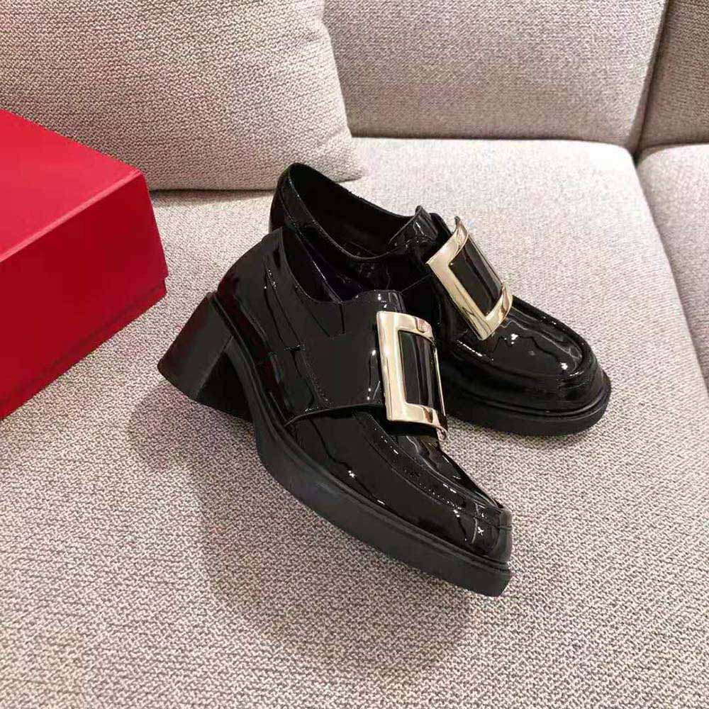 Roger Vivier Women Viv’ Rangers Metal Buckle Loafers in Patent Leather in 6cm Heel - image 4