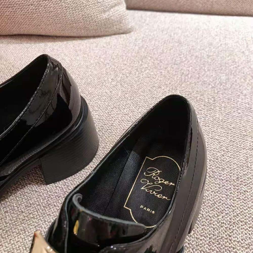 Roger Vivier Women Viv’ Rangers Metal Buckle Loafers in Patent Leather in 6cm Heel - image 6