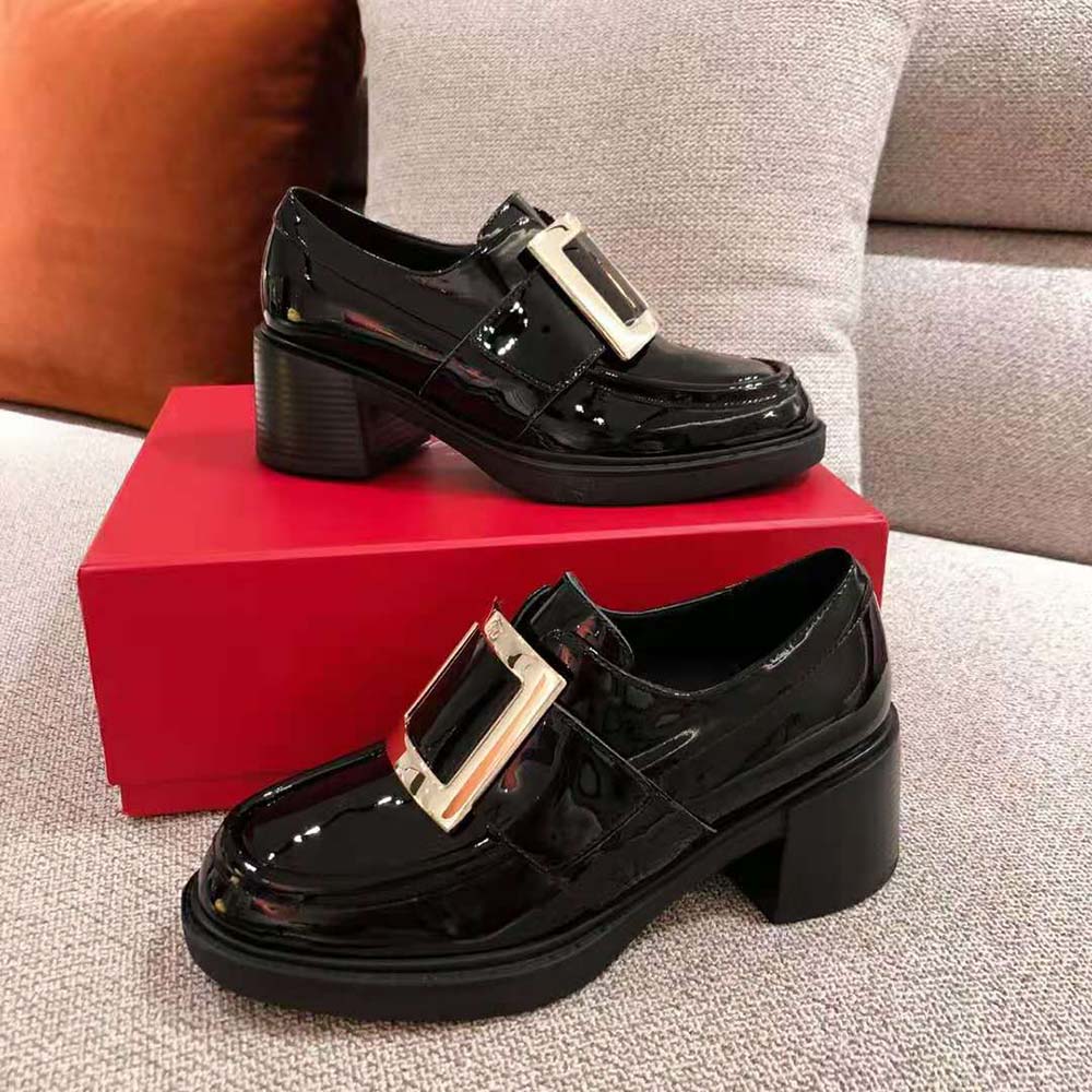 Roger Vivier Women Viv’ Rangers Metal Buckle Loafers in Patent Leather in 6cm Heel - image 8
