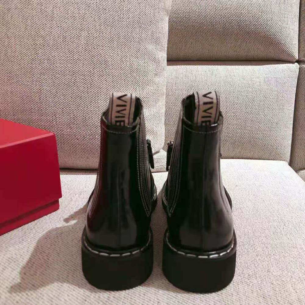 Roger Vivier Women Viv’ Rangers Stitch Strass Buckle Booties in Leather - image 7