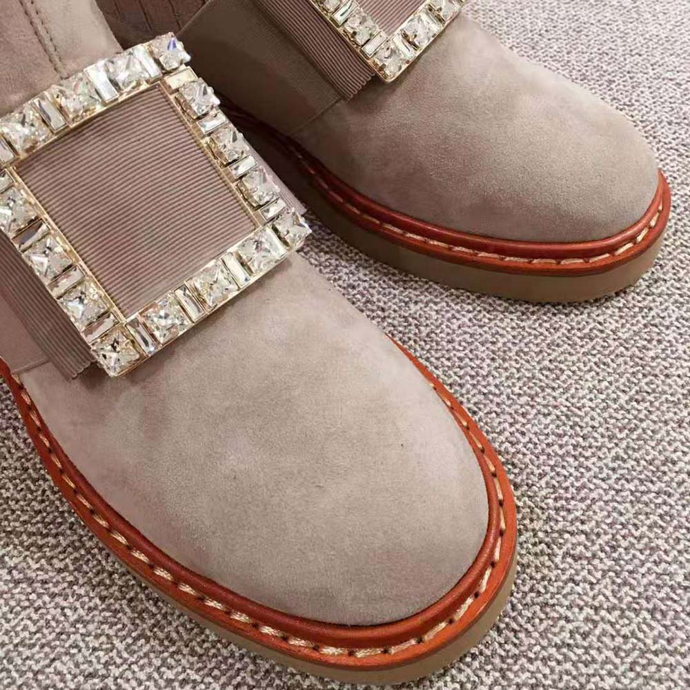 Roger Vivier Women Viv’ Rangers Strass Buckle Chelsea Booties in Suede - image 5