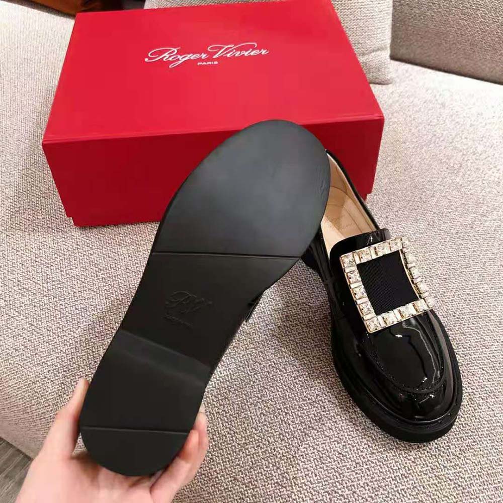 Roger Vivier Women Viv’ Rangers Strass Buckle Loafers-Black - image 10