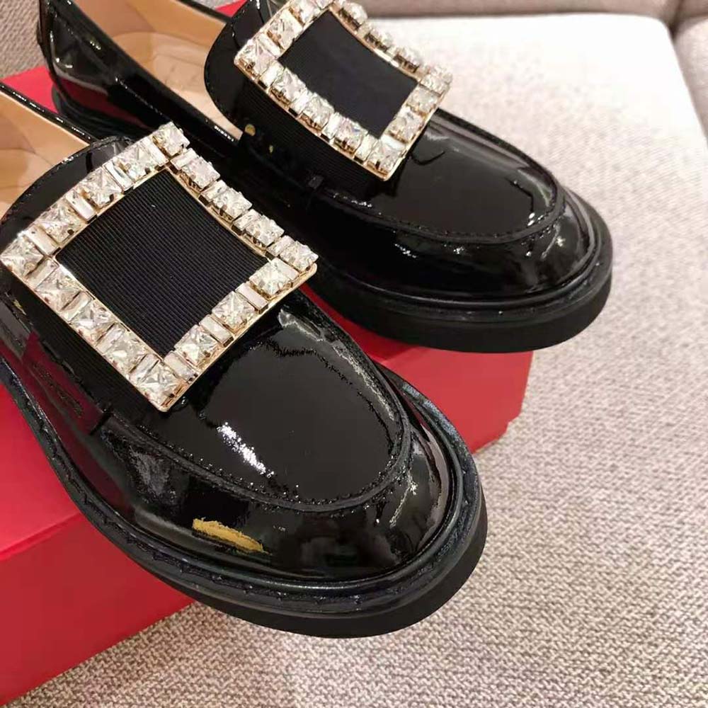 Roger Vivier Women Viv’ Rangers Strass Buckle Loafers-Black - image 5