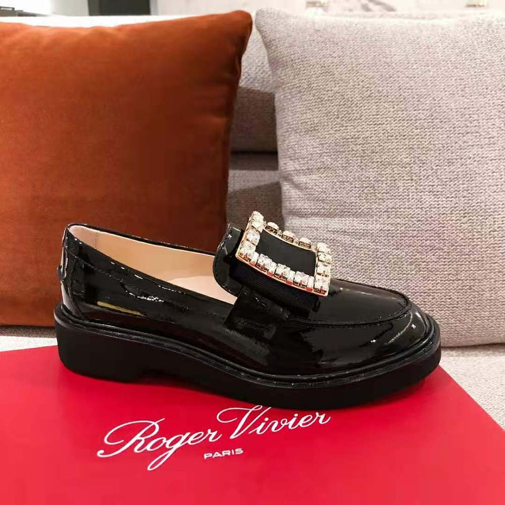 Roger Vivier Women Viv’ Rangers Strass Buckle Loafers-Black - image 8