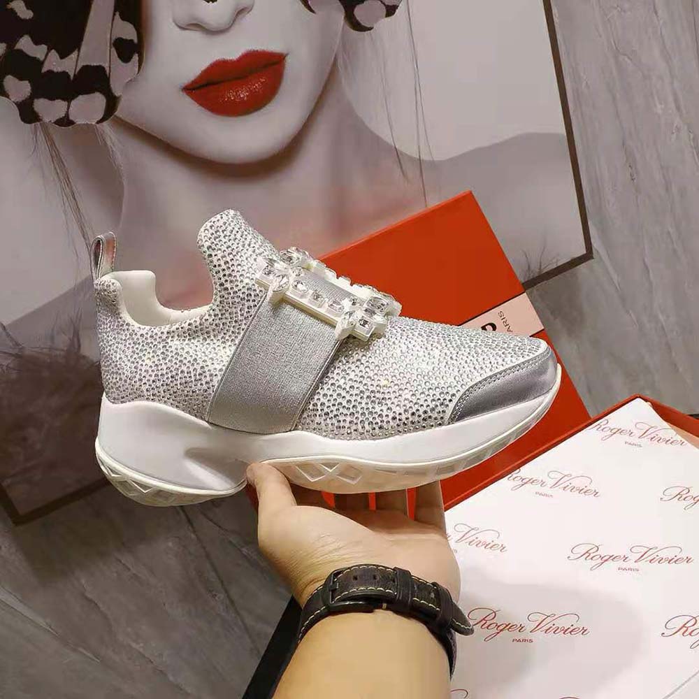 Roger Vivier Women Viv’ Run Bling Strass Buckle Sneakers in Technical Fabrics - image 9