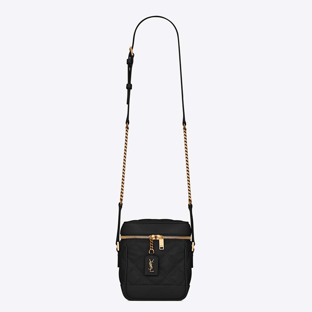 Saint Laurent YSL Women 80’s Vanity Bag in Carre-Quilted Grain DE Poudre Embossed Leather-Black - image 1
