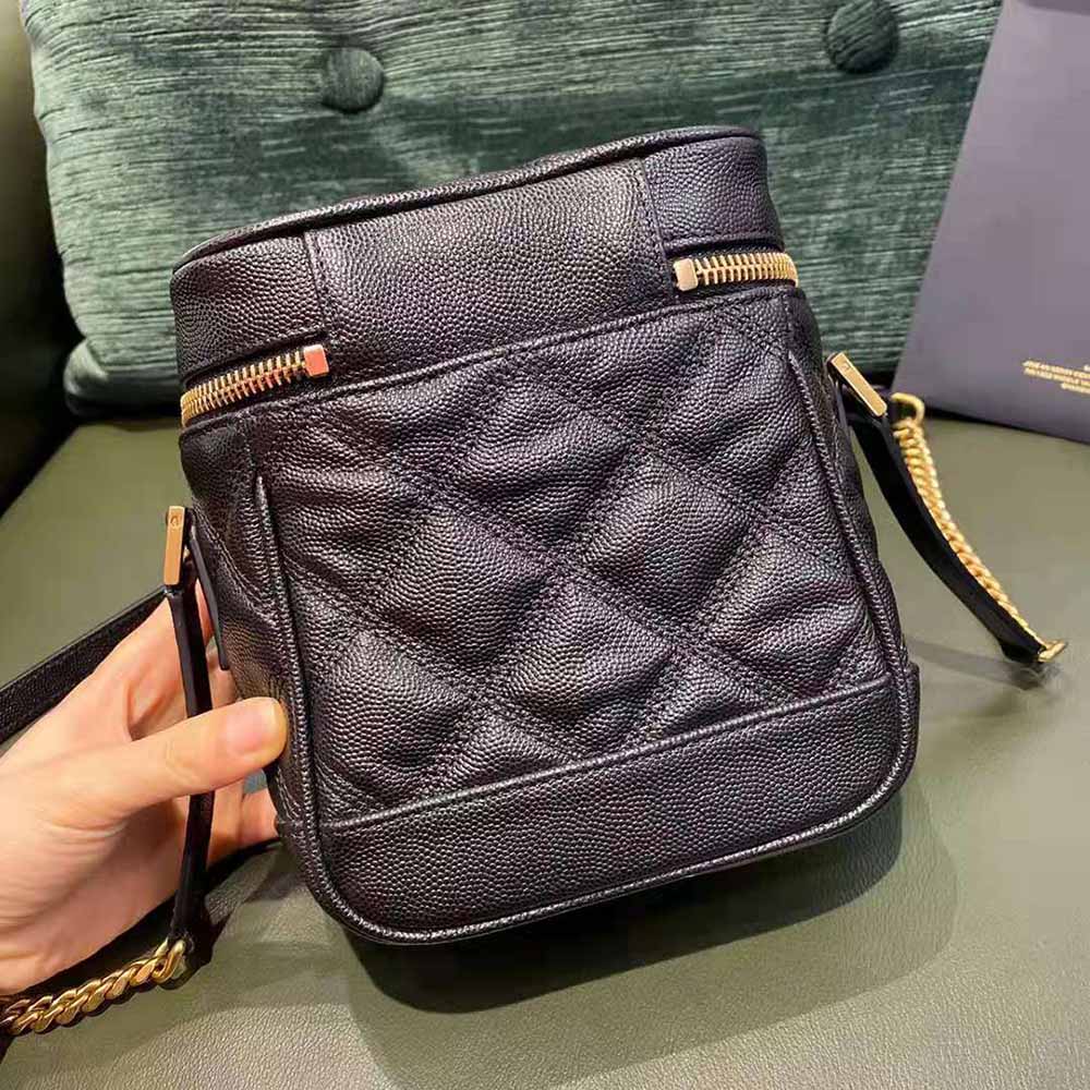 Saint Laurent YSL Women 80’s Vanity Bag in Carre-Quilted Grain DE Poudre Embossed Leather-Black - image 3