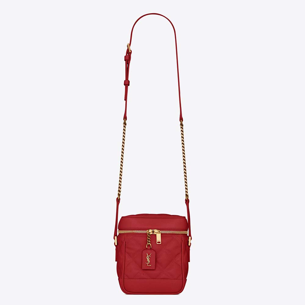 Front view of Saint Laurent YSL Women 80’s Vanity Bag in red leather