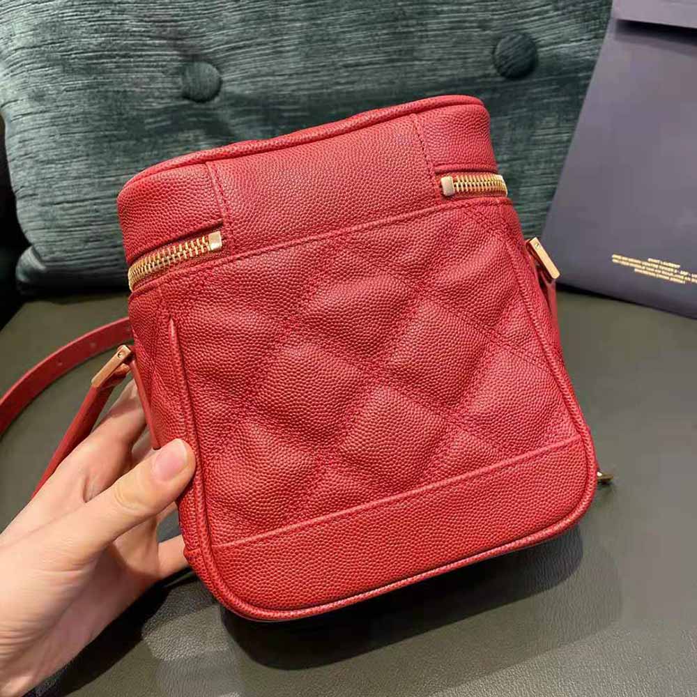 Saint Laurent YSL Women 80’s Vanity Bag in Carre-Quilted Grain DE Poudre Embossed Leather - image 4