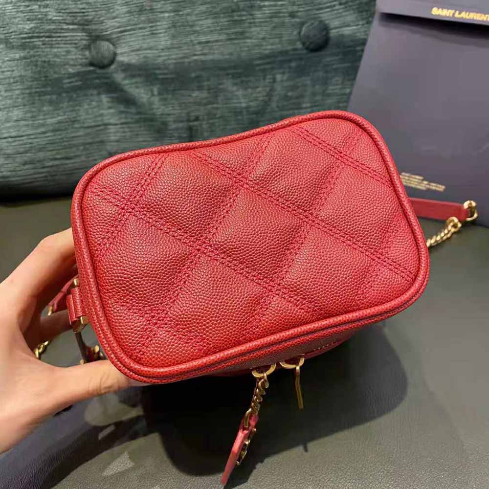 Saint Laurent YSL Women 80’s Vanity Bag in Carre-Quilted Grain DE Poudre Embossed Leather - image 6