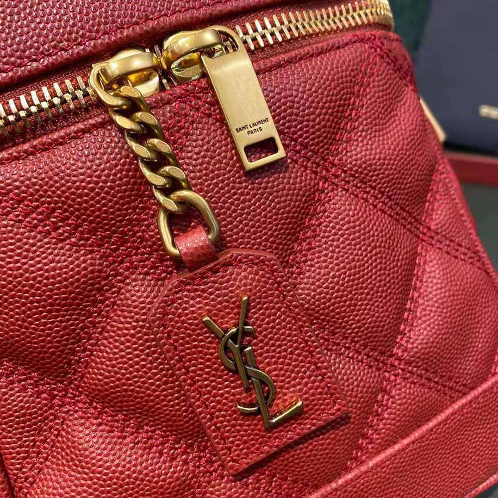 Saint Laurent YSL Women 80’s Vanity Bag in Carre-Quilted Grain DE Poudre Embossed Leather - image 8