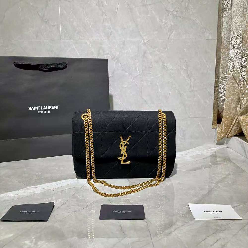 Saint Laurent YSL Women Jamie Medium Carre Rive Gauche in Jersey-Black - image 2