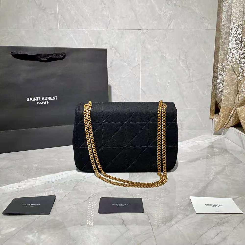 Saint Laurent YSL Women Jamie Medium Carre Rive Gauche in Jersey-Black - image 3