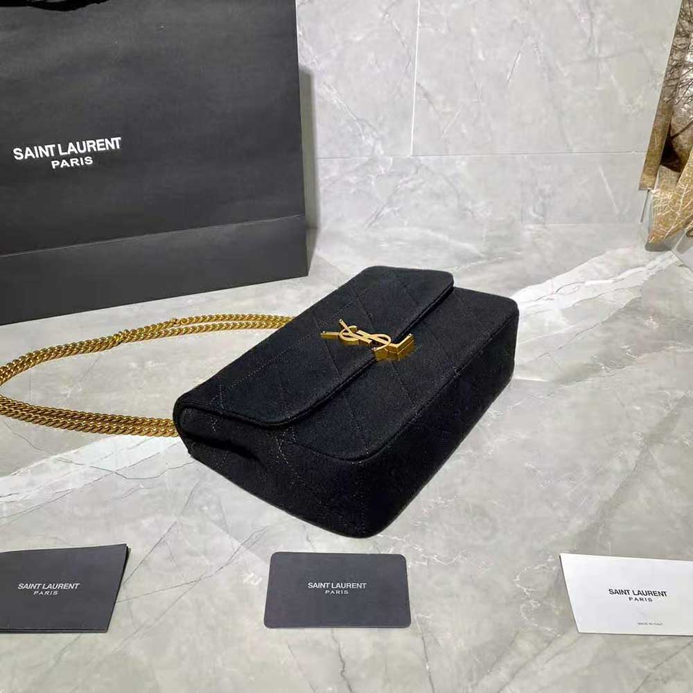 Saint Laurent YSL Women Jamie Medium Carre Rive Gauche in Jersey-Black - image 4