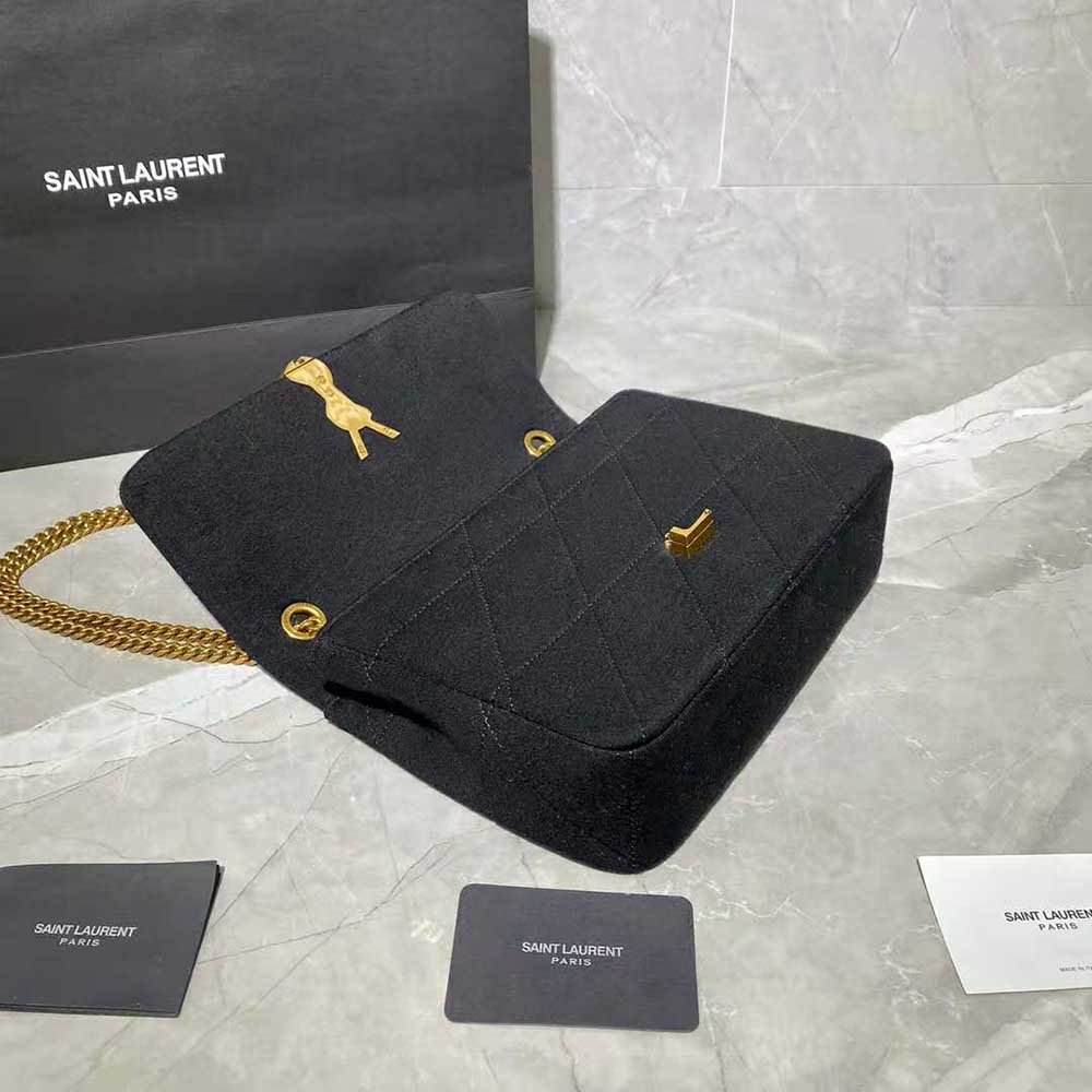 Saint Laurent YSL Women Jamie Medium Carre Rive Gauche in Jersey-Black - image 5