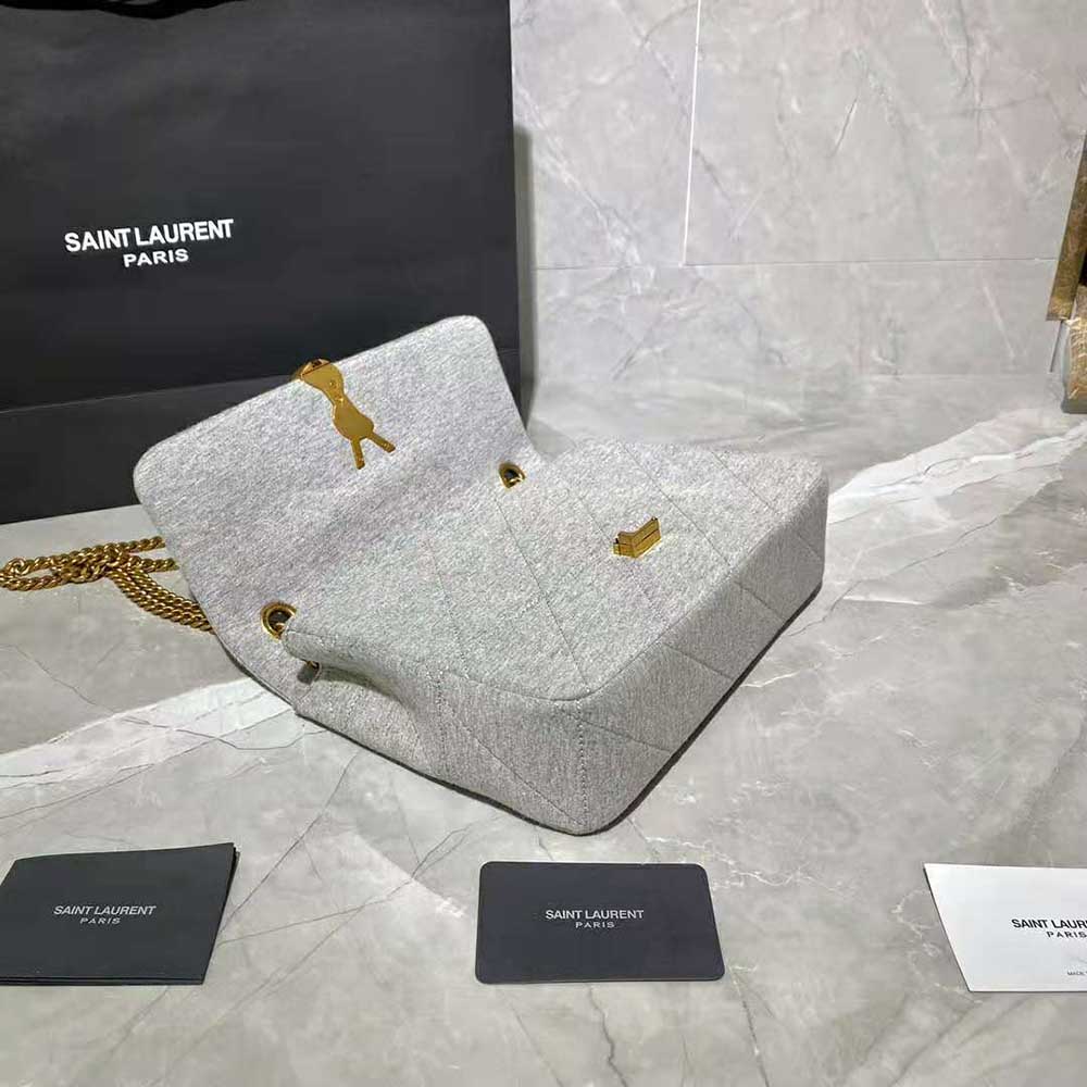 Saint Laurent YSL Women Jamie Medium Carre Rive Gauche in Jersey-Silver - image 6
