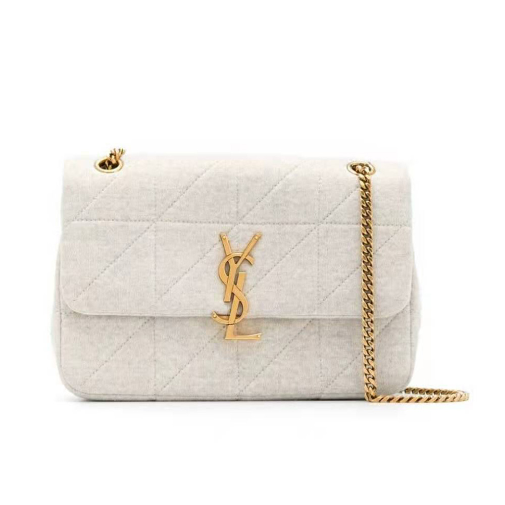 Saint Laurent YSL Women Jamie Medium Carre Rive Gauche in Jersey-White