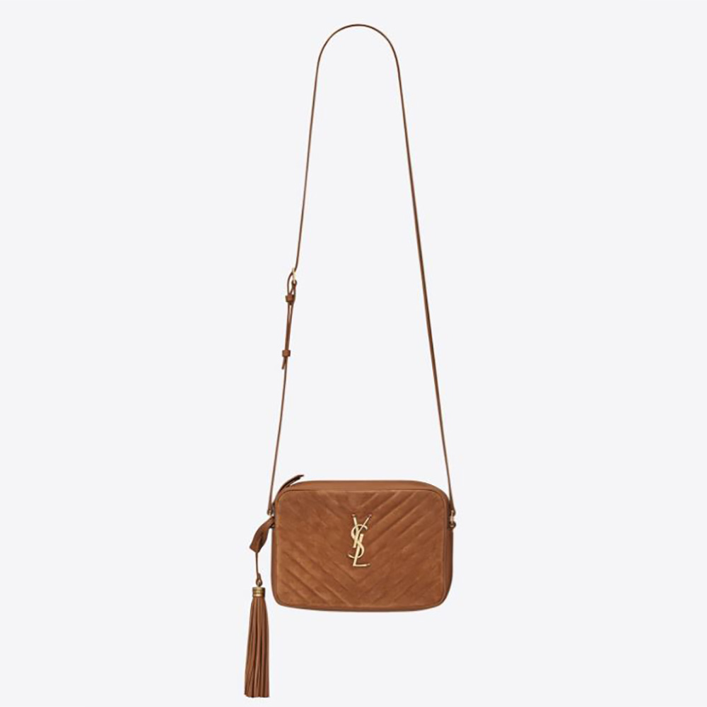Saint Laurent YSL Women Lou Camera Bag in Quilted Suede and Smooth Leather