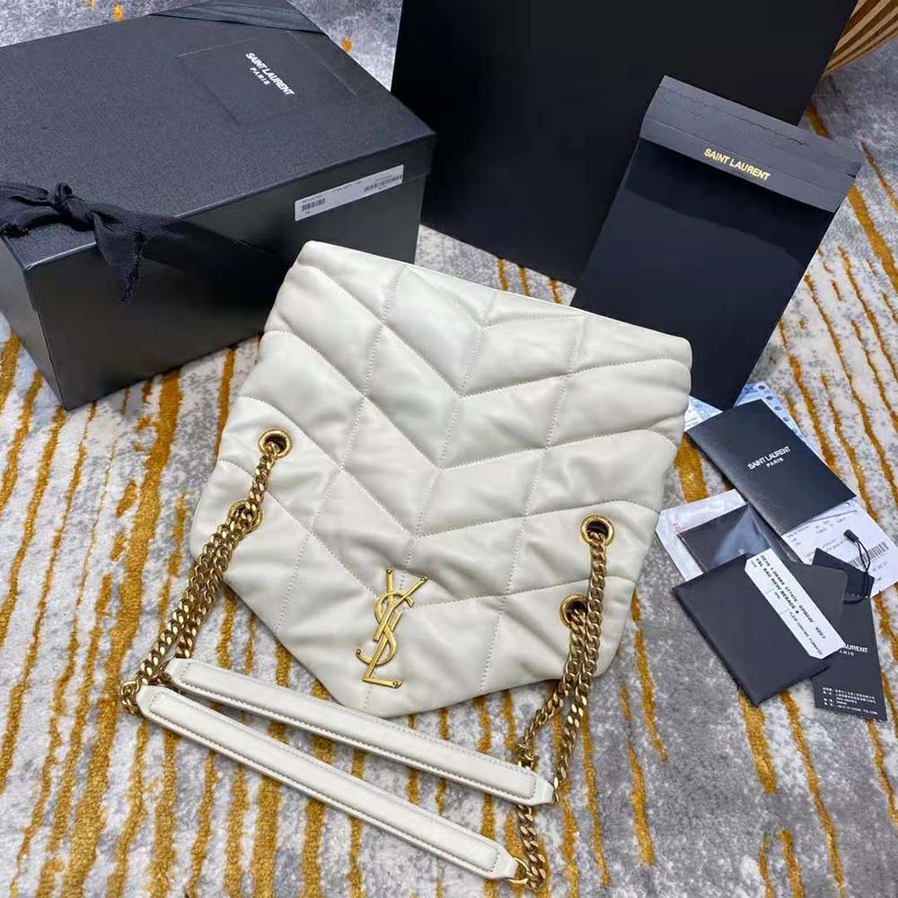 Saint Laurent YSL Women Loulou Puffer Small Bag in Quilted Lambskin-White - image 10