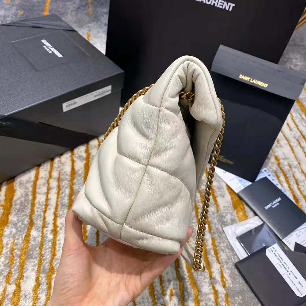 Saint Laurent YSL Women Loulou Puffer Small Bag in Quilted Lambskin-White - image 4