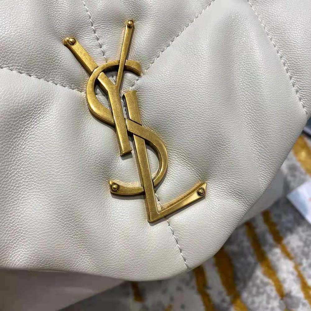 Saint Laurent YSL Women Loulou Puffer Small Bag in Quilted Lambskin-White - image 8