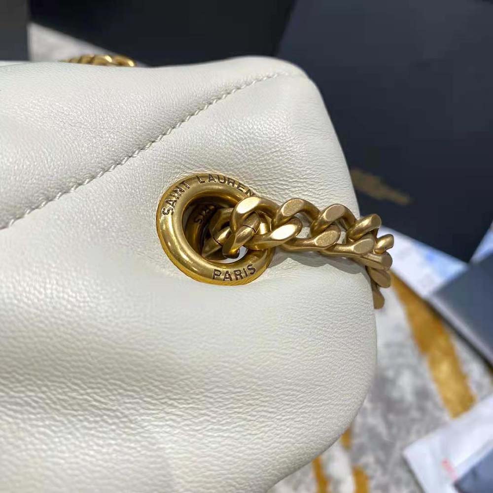 Saint Laurent YSL Women Loulou Puffer Small Bag in Quilted Lambskin-White - image 9
