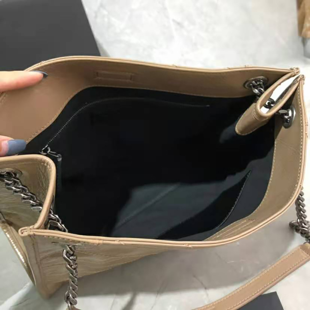 Saint Laurent YSL Women Niki Medium Shopping Bag in Crinkled Vintage Leather - image 8