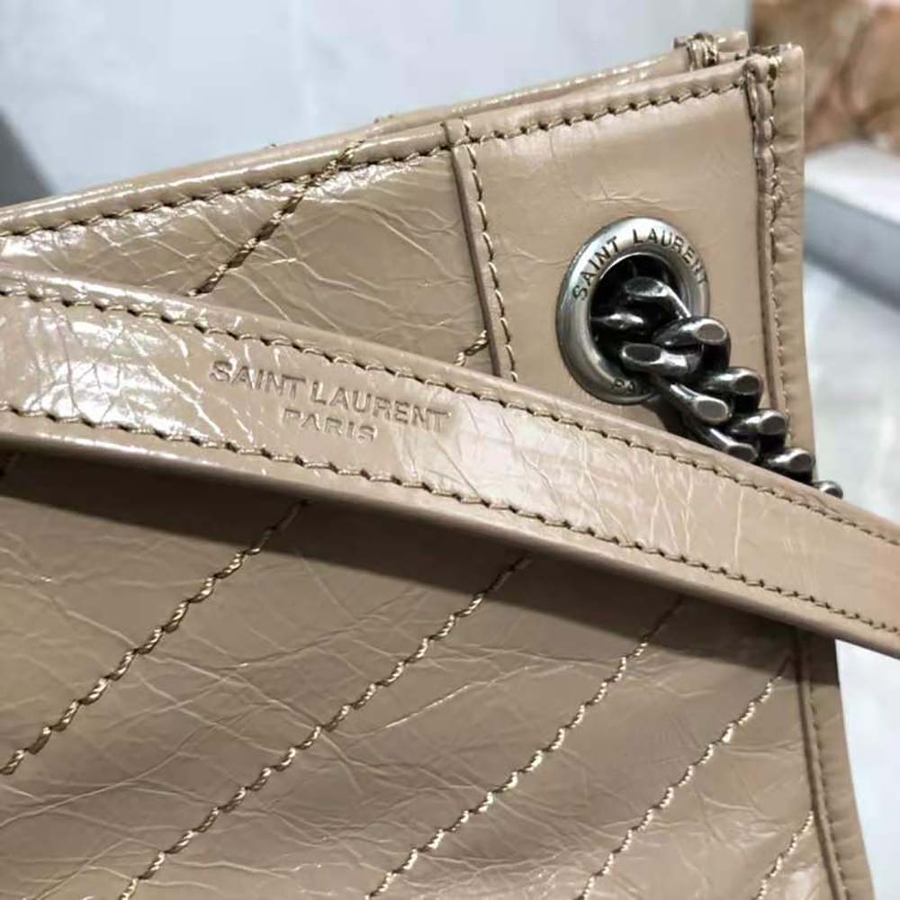 Saint Laurent YSL Women Niki Medium Shopping Bag in Crinkled Vintage Leather - image 7