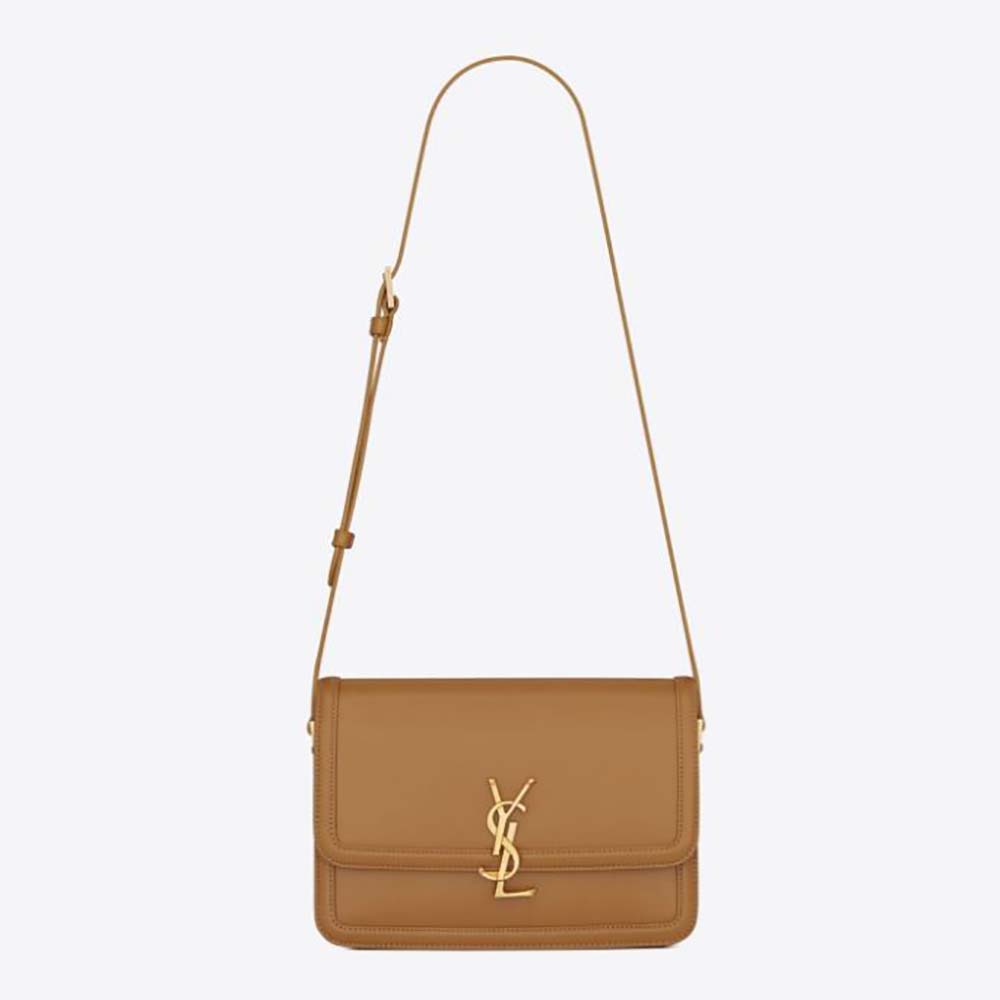 Saint Laurent YSL Women Solferino Medium Satchel in Box Saint Laurent Leather-Brown - image 1