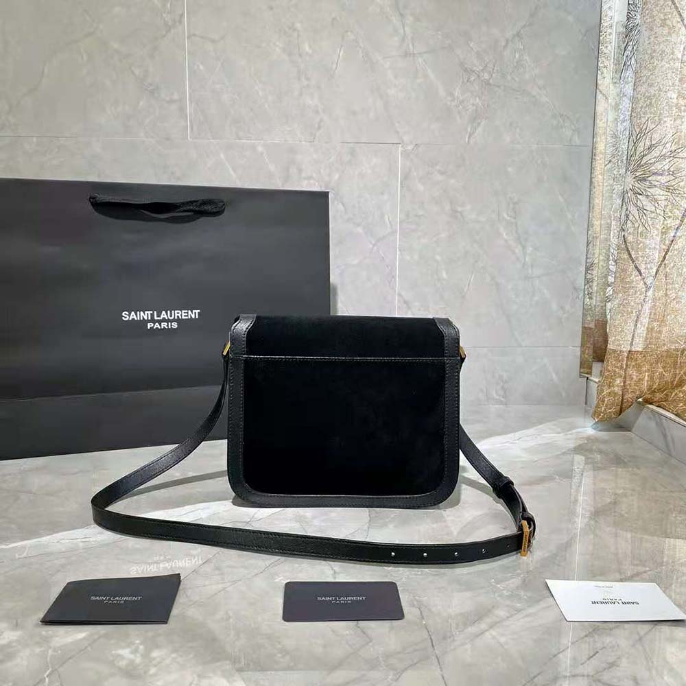 Saint Laurent YSL Women Solferino Medium Soft Satchel in Bsuede and Smooth Leather - image 4