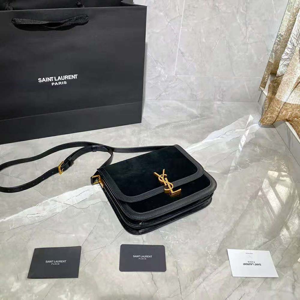 Saint Laurent YSL Women Solferino Medium Soft Satchel in Bsuede and Smooth Leather - image 5