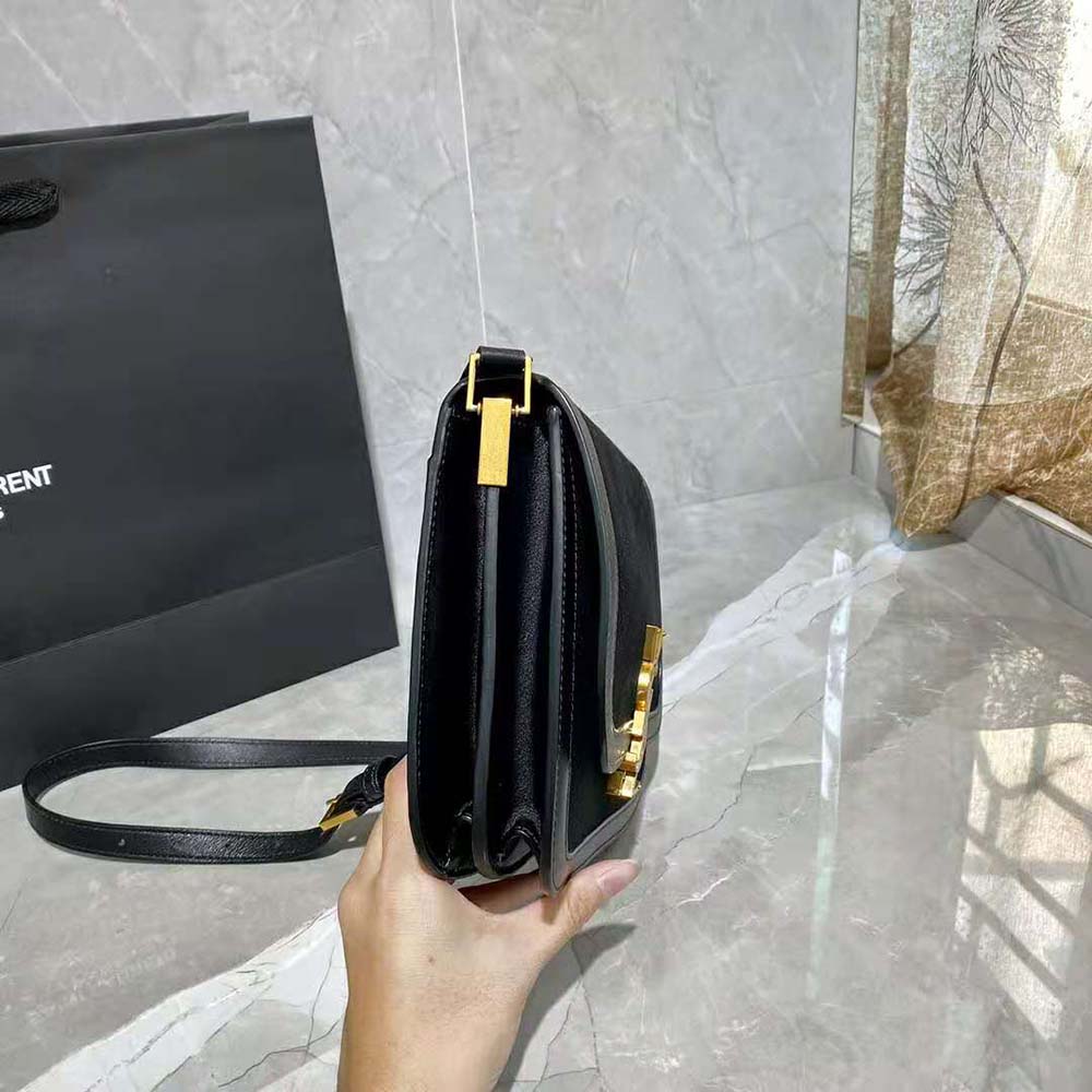 Saint Laurent YSL Women Solferino Medium Soft Satchel in Bsuede and Smooth Leather - image 6