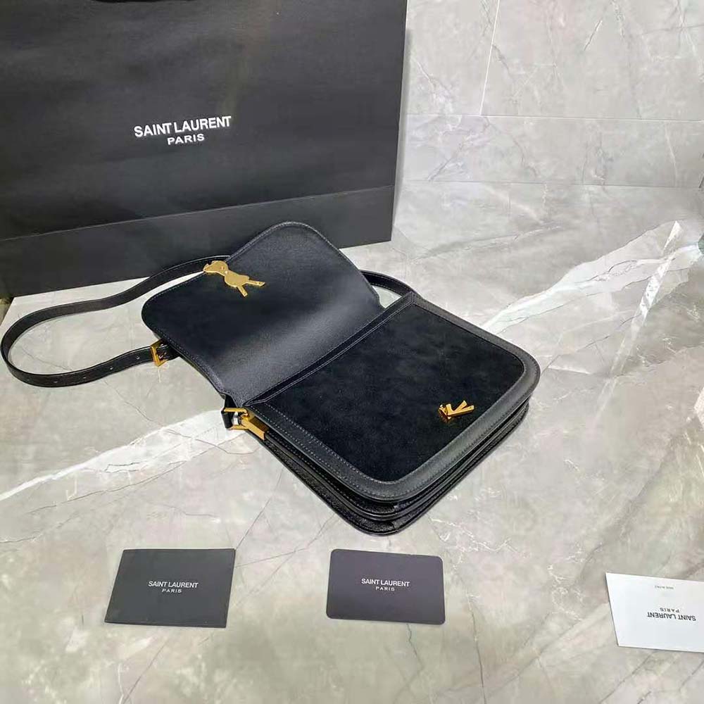 Saint Laurent YSL Women Solferino Medium Soft Satchel in Bsuede and Smooth Leather - image 7