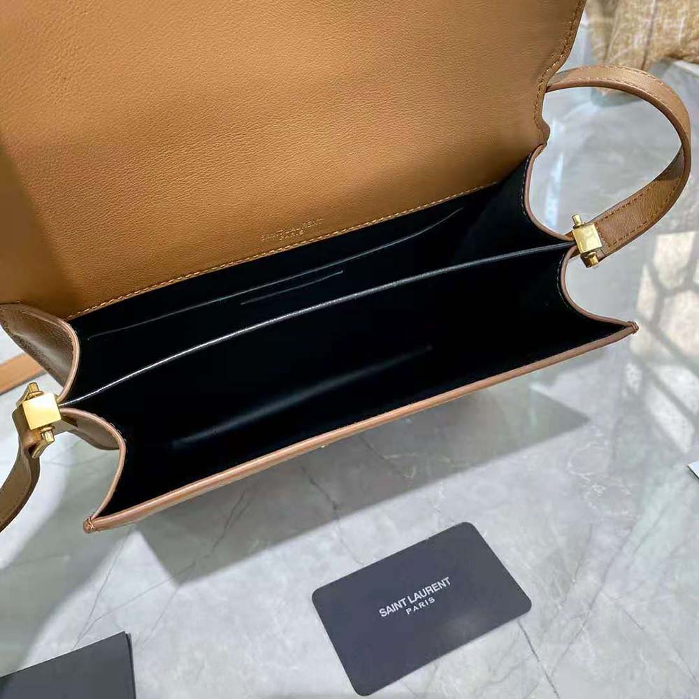 Saint Laurent YSL Women Solferino Medium Soft Satchel in Bsuede and Smooth Leather-Brown - image 9