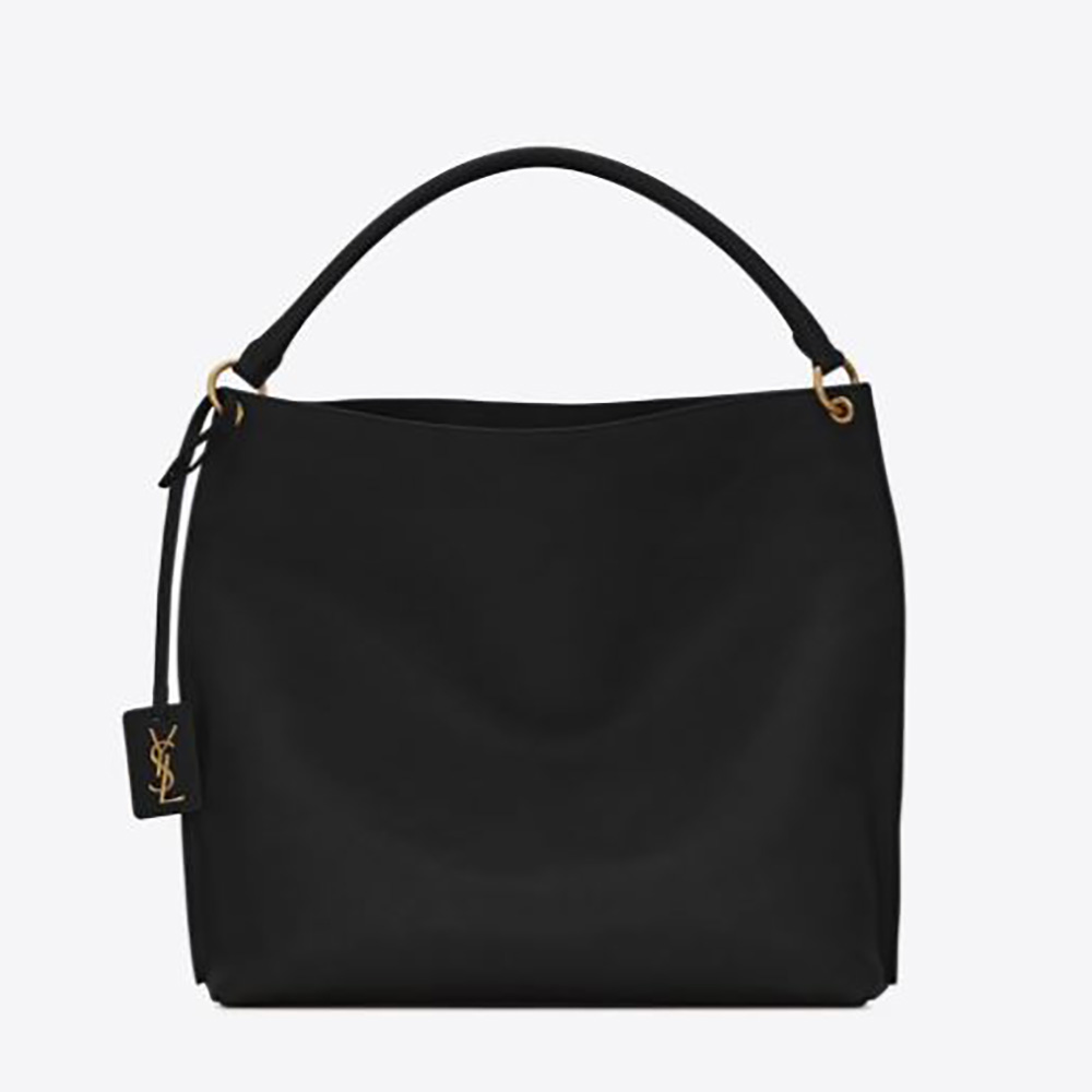 Saint Laurent YSL Women Tag Hobo Bag in Smooth Saddle Leather-Black - image 1