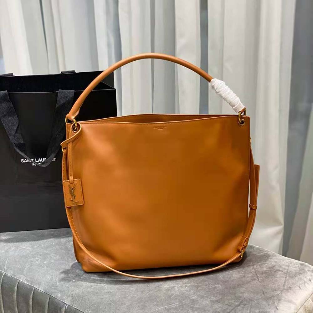 Side angle showing silhouette of Saint Laurent YSL Women Tag Hobo Bag