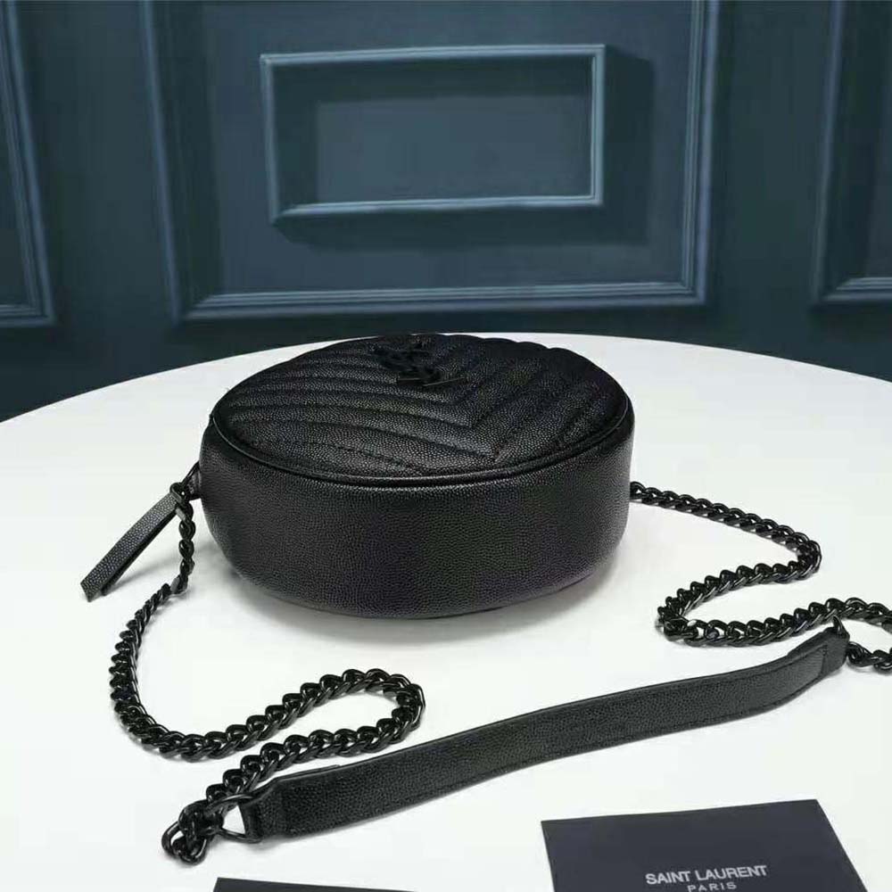 Saint Laurent YSL Women Vinyle Round Camera Bag in Chevron-Quilted Smooth Leather - image 4