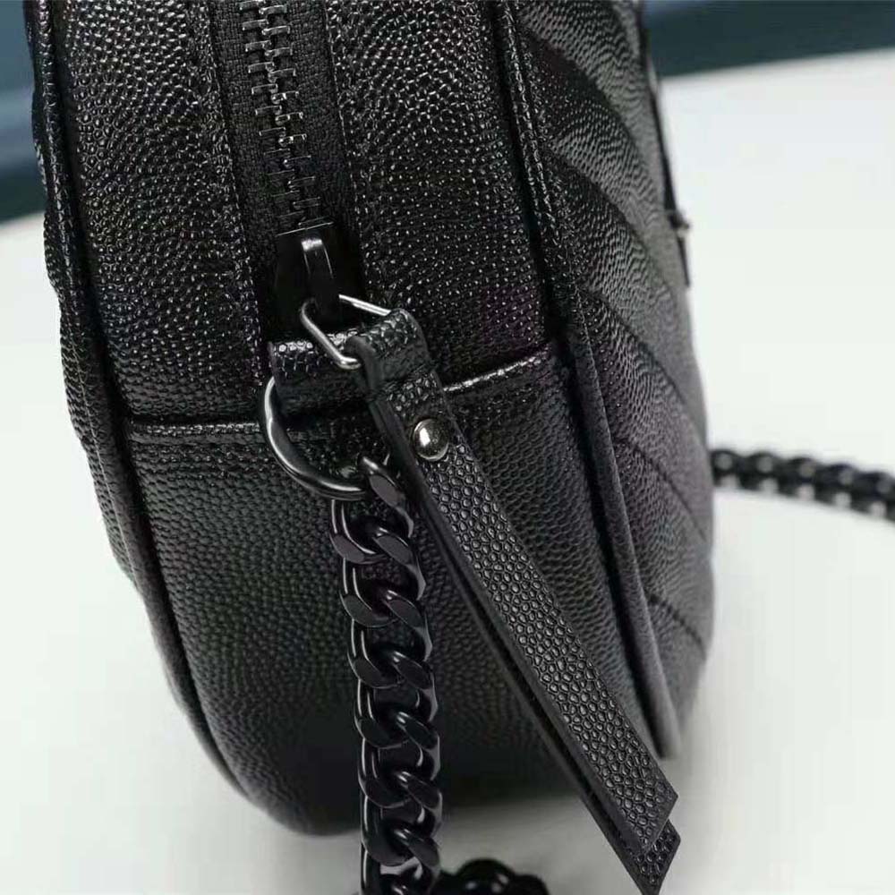 Saint Laurent YSL Women Vinyle Round Camera Bag in Chevron-Quilted Smooth Leather - image 6