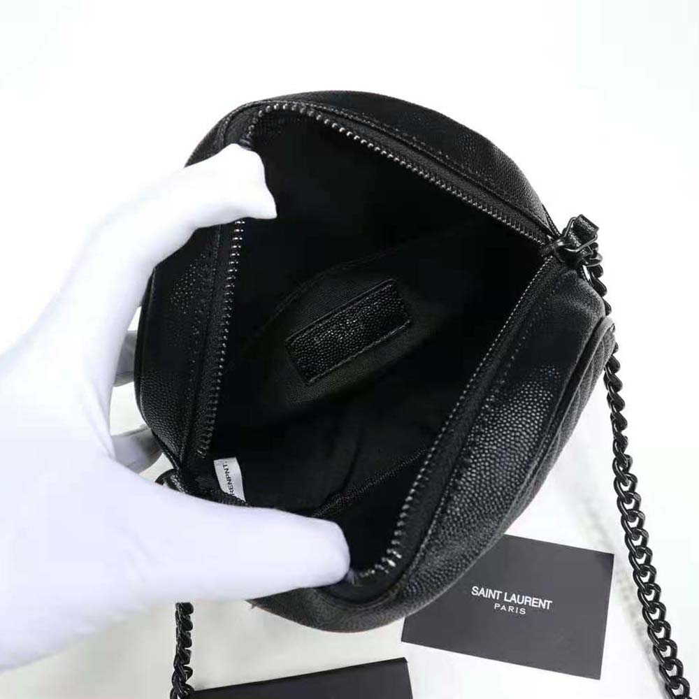 Saint Laurent YSL Women Vinyle Round Camera Bag in Chevron-Quilted Smooth Leather - image 7