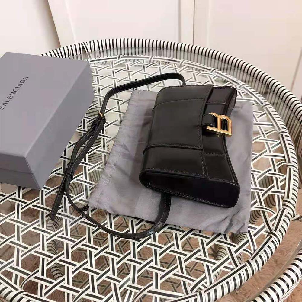Balenciaga Women Hourglass Small Beltbag in Black Shiny Box Calfskin - image 6