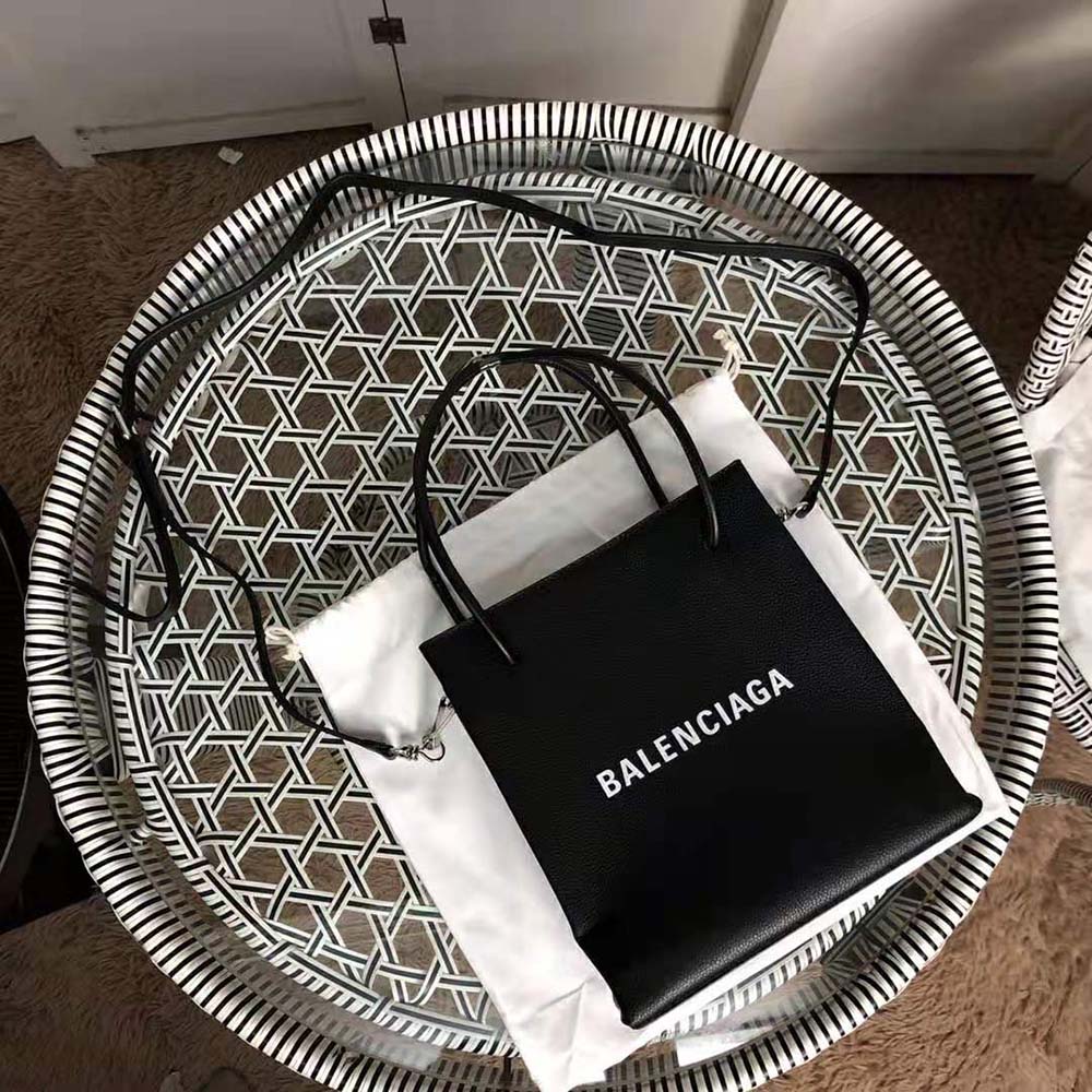 Balenciaga Women Shopping XXS North South Tote Bag in Squared Calfskin Bag-Black - image 9