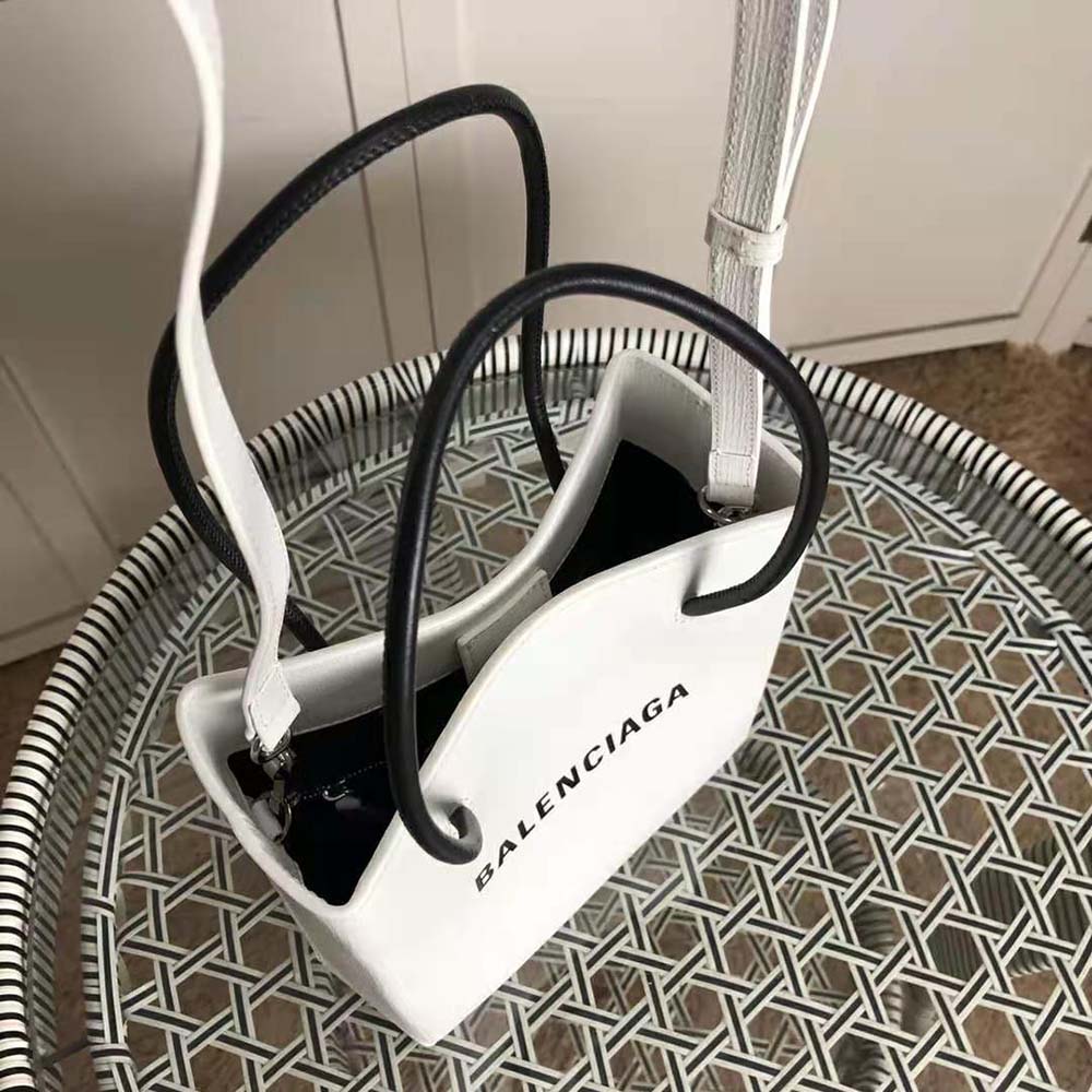Balenciaga Women Shopping XXS North South Tote Bag in Squared Calfskin Bag-White - image 7
