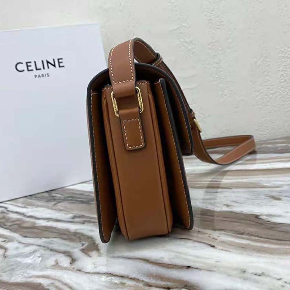 Celine Women Medium Triomphe Bag in Chaine Triomphe Jacquard and Natural Calfskin - image 6