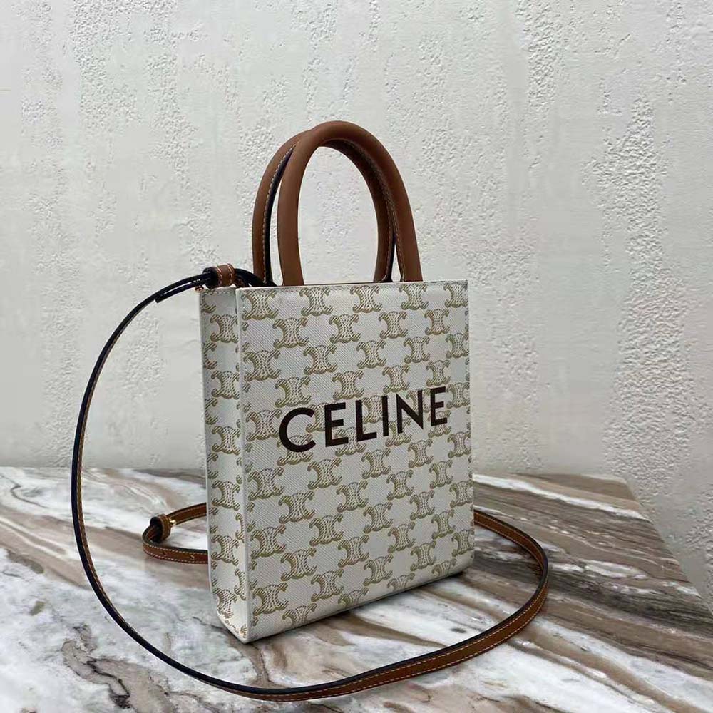 Side angle showing slim profile of Celine Women Mini Vertical Cabas