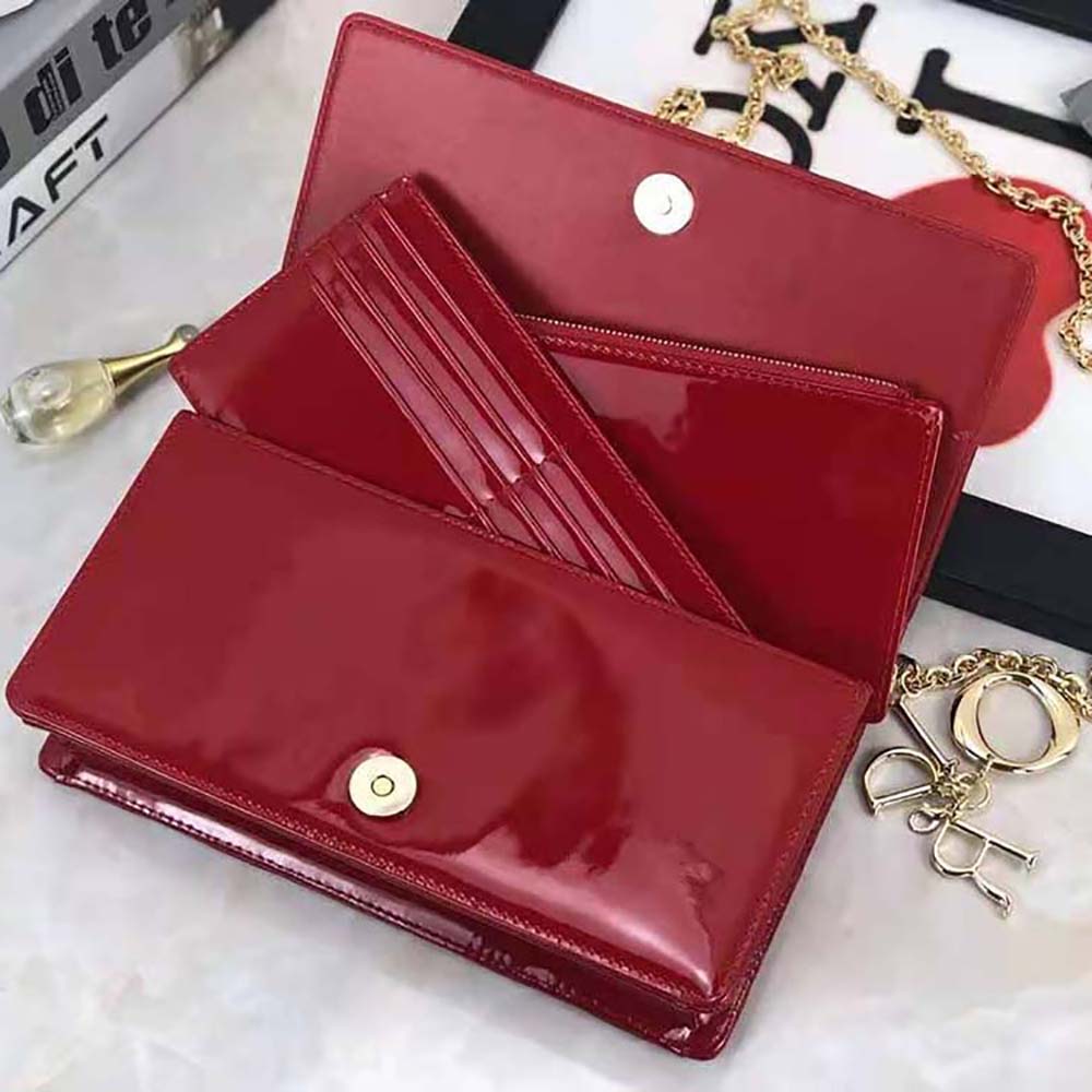 Dior Lady Dior Pouch Patent Cannage Calfskin-Red - image 6