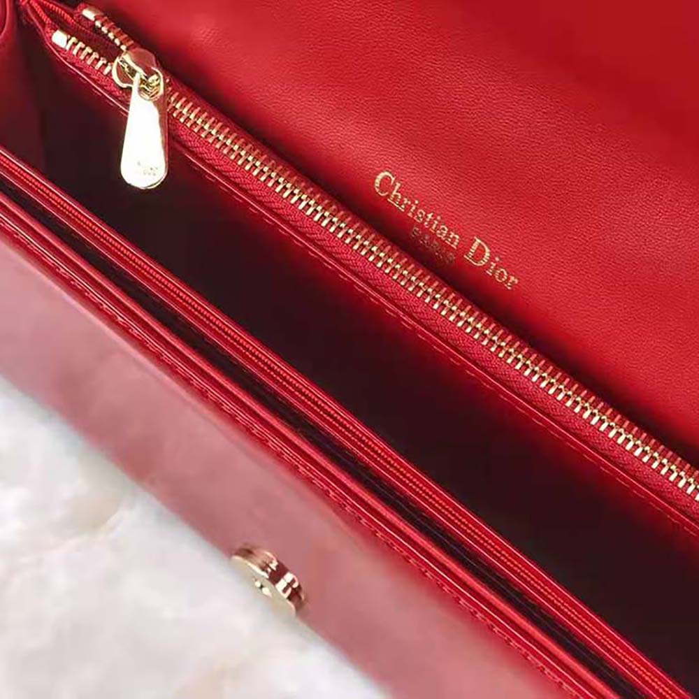 Dior Lady Dior Pouch Patent Cannage Calfskin-Red - image 10